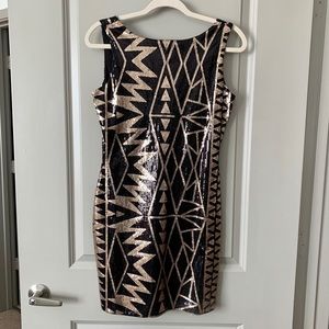 Geometric Sequin Mini Dress
